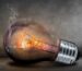 LED filament bulb lit warmly