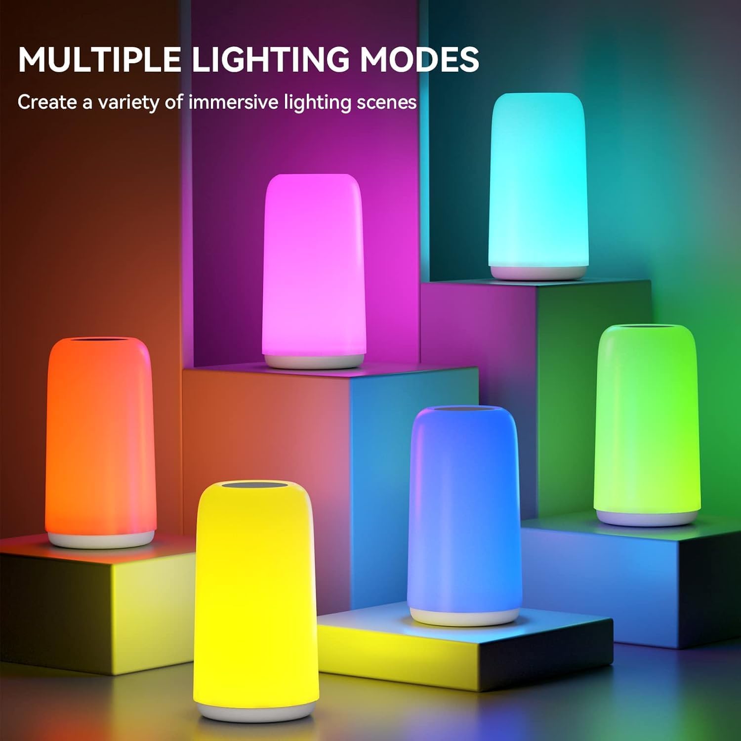 Touch Bedside Table LED Lamp, [Sleek Design & RGB Mode] Multi-Color Dimmable with Warm White - Image 5