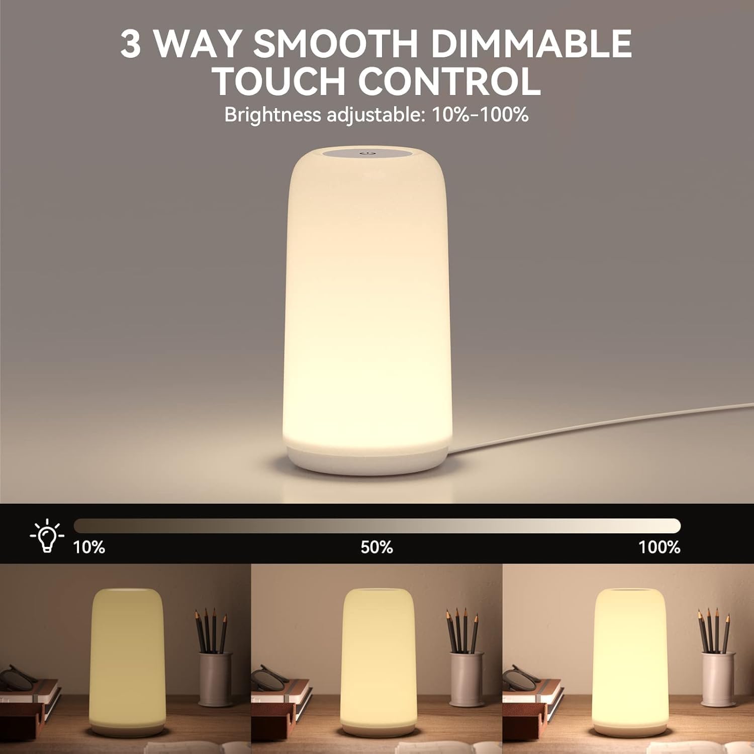 Touch Bedside Table LED Lamp, [Sleek Design & RGB Mode] Multi-Color Dimmable with Warm White - Image 4